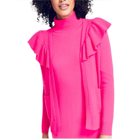 Charter Club Bright Pink Sweater with Ruffles - Picture 1 of 9